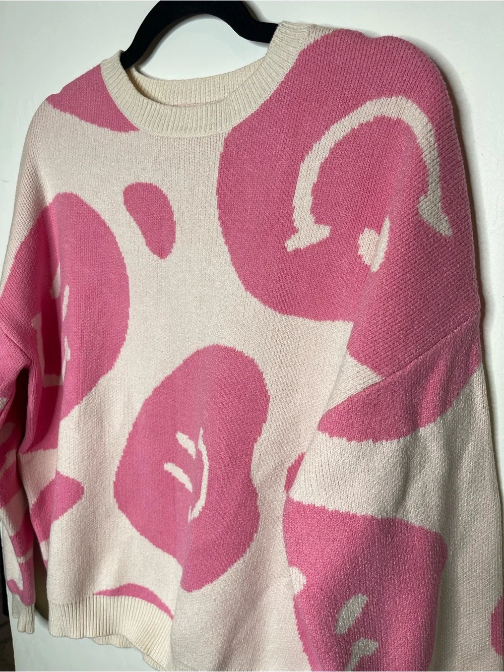 Altar’d State Pink Smiley Face Oversized Sweater XS